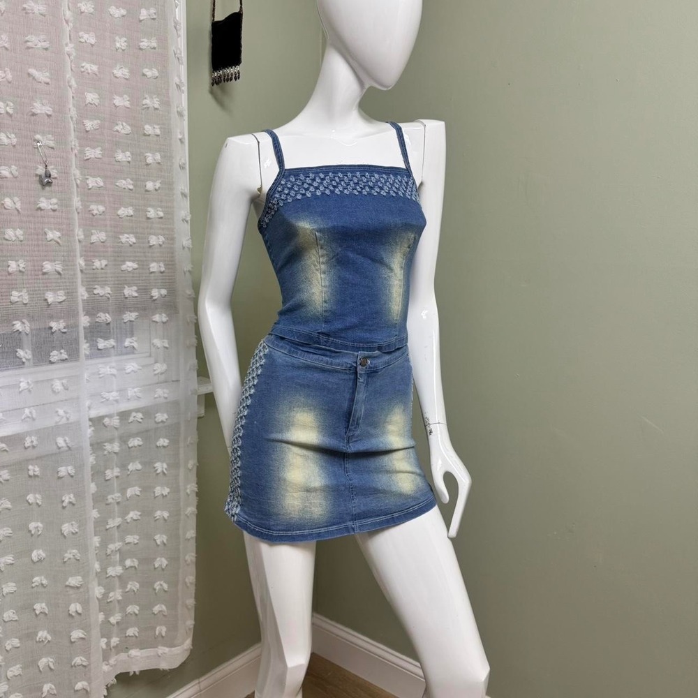 Y2K‎ Denim Mini Skirt & Tank Top Matching Set
